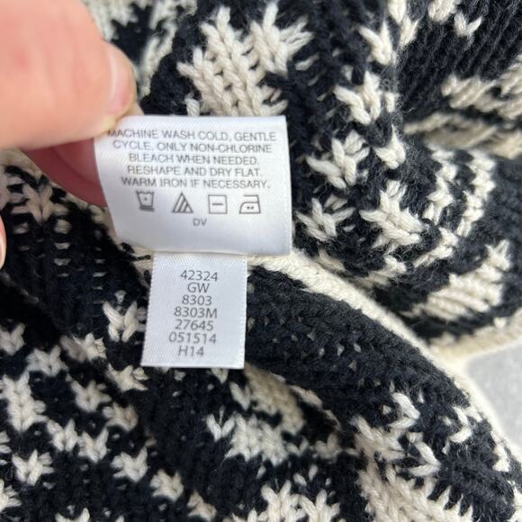 Love, Hannah Sweater Women's S Beige Black Cardigan Fir-Isle Merino Wool Cozy - Picture 7 of 9